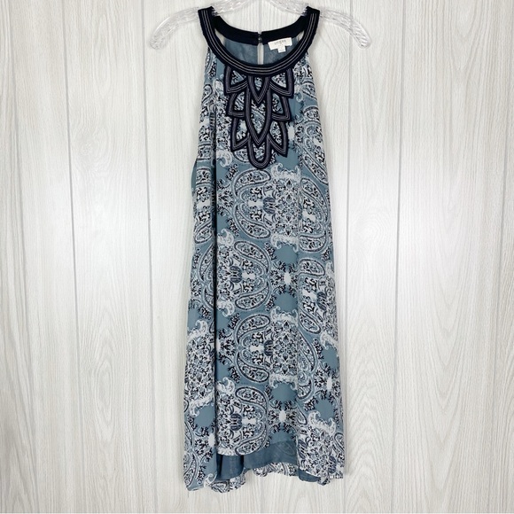 Umgee Dresses & Skirts - Umgee | Gray & White Paisley Print High Neck Dress Size Large